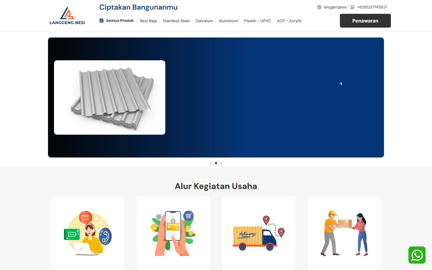 Tampilan beranda Langgeng Besi
