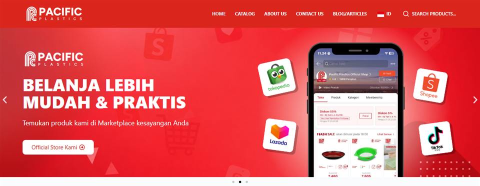 Tampilan beranda Pacific Plastic
