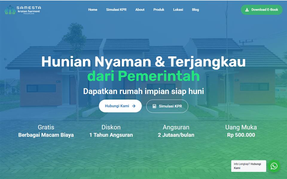 Tampilan beranda Samesta Kraton Harmoni