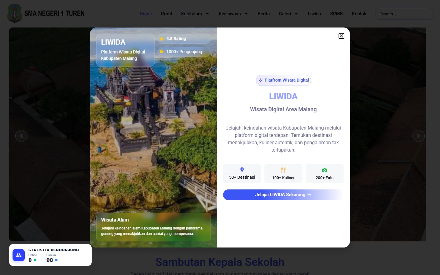 Tampilan beranda SMAN 1 Turen